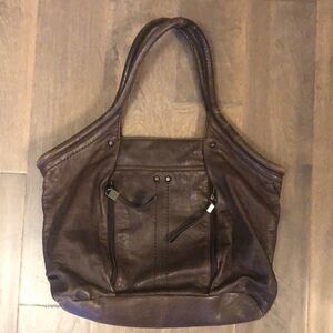 Perlina New York brown leather shoulder bag purse